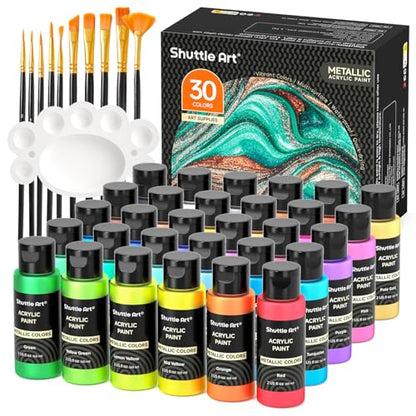 30 Colors Metallic Acrylic Paint (60 Fl Oz)