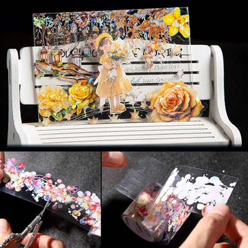 6 Rolls Holographic PET Tape Stickers for Journaling (6 Count)