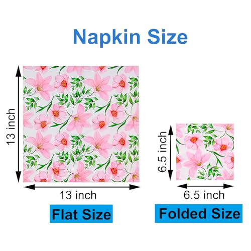 Paper Napkins 80 Pack 2 Ply Floral Beverage Luncheon Dinner Paper Napkins Flower Print Disposable Napkins for Wedding Anniversary Celebrations (80 Count)