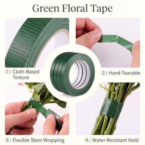 4 Roll Green Floral Tape Waterproof Florist Tape
