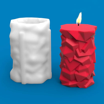 3D Cylindrical Candle Silicone Mold Stone Stacking Layered Candle Soap Mould Fondant Chocolate Cake Candy Baking Mold Plaster Epoxy Resin Clay Mould