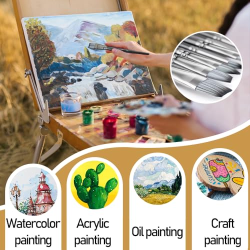 Artist Paint Brush Set of 12 for Watercolor Acrylic Gouache Oil and Tempera Painting (12 Count)