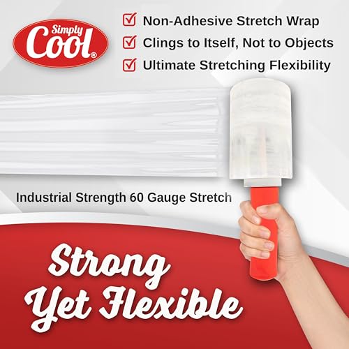 12 Pack Mini Hand Stretch Wrap 5 Inch 1000Ft 60 Gauge 2 Handles
