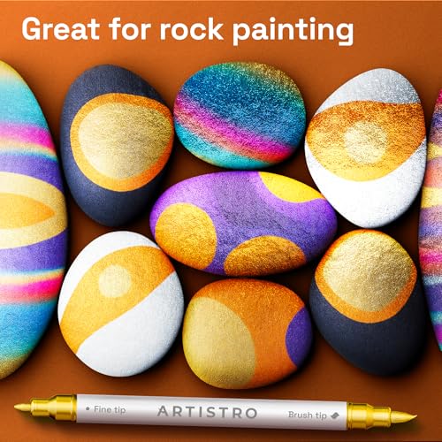 24 Gold Dual Tip Acrylic Paint Marker Pens for Drawing (24 Count)