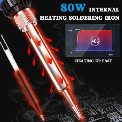 908D Blue 80W Adjustable Temperature Soldering Iron Kit