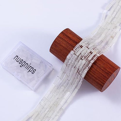 Natural White Crystal Rectangle Tube Beads 4x13mm 38cm (28 Count)