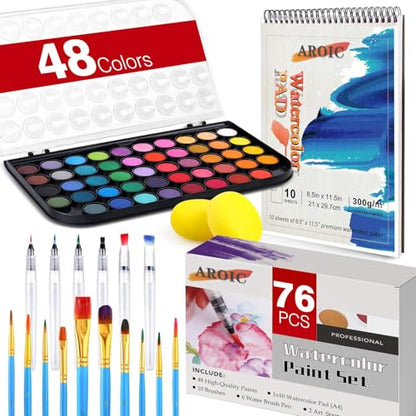 48 Colors Watercolor Paint Set for Adults and Beginners (10.14 Fl Oz)