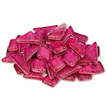 Hot Pink Glitter Mosaic Tile Pieces