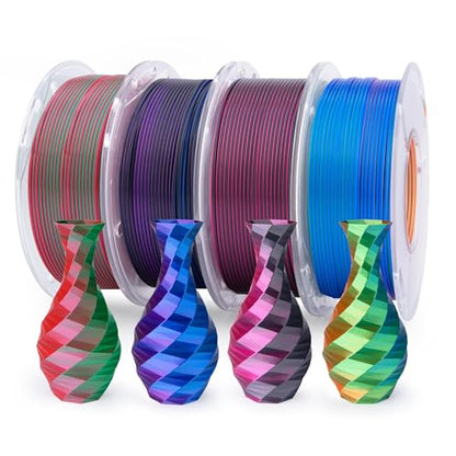 Silk PLA 3D Printer Filament Bundle 1.75mm 4 * 250g (4 Count)