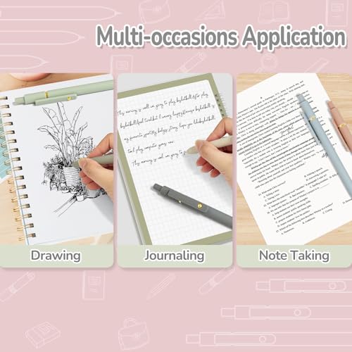 Gel Pens 6 pcs 0.5mm Black Ink Pens Gold Morandi Barrel Fine Point Smooth Writing Pens Quick Dry Pen for School Office Supplies (6 Count)