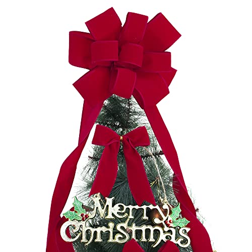 Red 1.5 Inch Velvet Wired Ribbon 25 Yards Dark Red Velvet Ribbons Spool Velvet Christmas Ribbons Red Velvet Wired Ribbon for Christmas Tree (75 Foot)