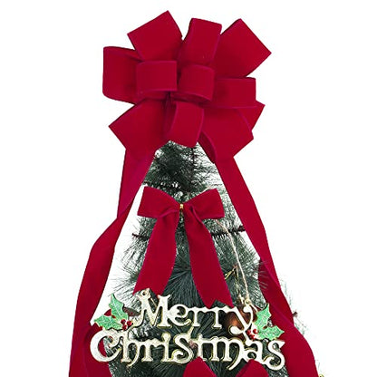 Red 1.5 Inch Velvet Wired Ribbon 25 Yards Dark Red Velvet Ribbons Spool Velvet Christmas Ribbons Red Velvet Wired Ribbon for Christmas Tree (75 Foot)
