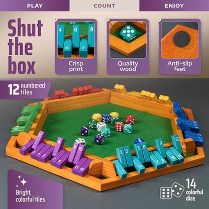 Color Shut The Box Game Wooden Board for 1