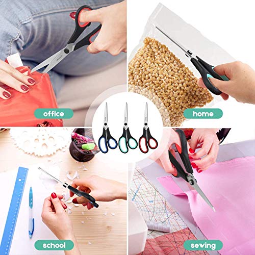 8.5" Heavy Duty Black Scissors for Office School Classroom Home Use (3 Count)
