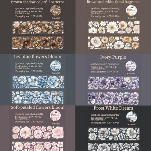6 Rolls Floral Washi Tape Set
