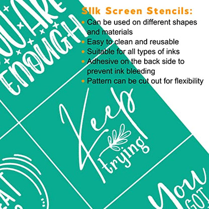 Silk Screen Stencils Self Adhesive Reusable Mesh Printing Stencil for Painting on Wood Fabric Chalkboard Home Decor