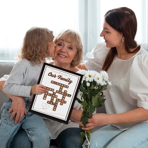 Custom Scrabble Family Name Frame Gifts for Mother's Day from Daughter Son Scrabble Puzzle Sign Wall Art