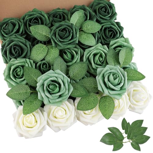 Forest Shades Rose 25pcs Real Looking Artificial Flowers w