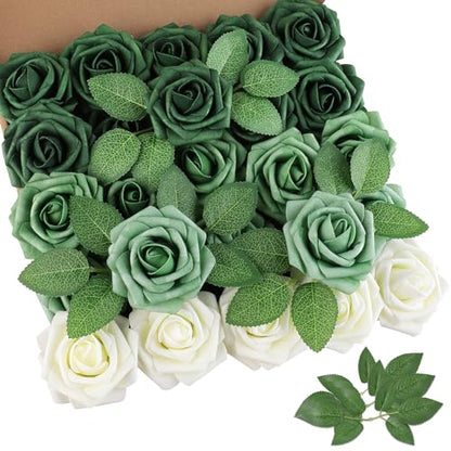 Forest Shades Rose 25pcs Real Looking Artificial Flowers w