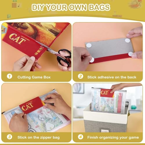 Board Game Organizer with 12pcs Zipper Bags and Writable Stickers