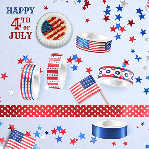 Washi Tape 12 Rolls Washi Tape Set Patriotic Packing Tape American Flag Washi Masking Tape Decorative Paper Stickers Decorative Tape for Gifts Wrapping DIY Art Crafts (200 Foot)