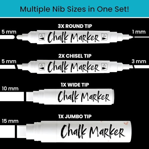7 Dual Tip Liquid White Chalk Markers