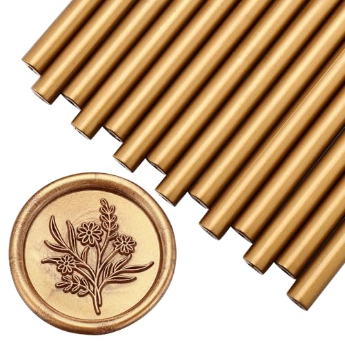 15Pcs Bronze Gold Glue Gun Sealing Wax Sticks for Wax Seal Stamp (15 Count)
