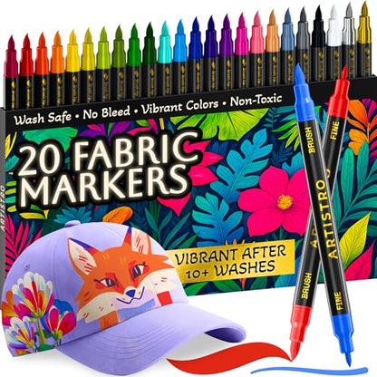 20 Fabric Markers for Clothes and Textiles (20 Count)