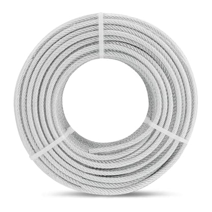 3/16" Cable, 50 ft PVC Coated Steel Cable with 7×7 Strand Core (50 Foot)