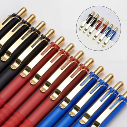 Ballpoint Pens Medium Point 1mm Pen with Super Soft Grip Ball Point Pen for Men Women Retractable Pens (12 Count)