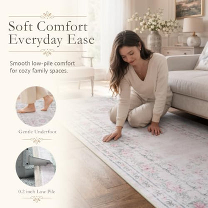 2x6 Floral Bow Runner Rug for Hallway
