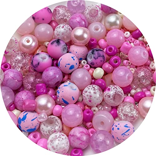 Assorted Glass Resin Beads Multi Size Colors Smooth Cracked Gravel Millet Spacer Beads for Bracelets Necklace Earring DIY Jewelry Making Craft