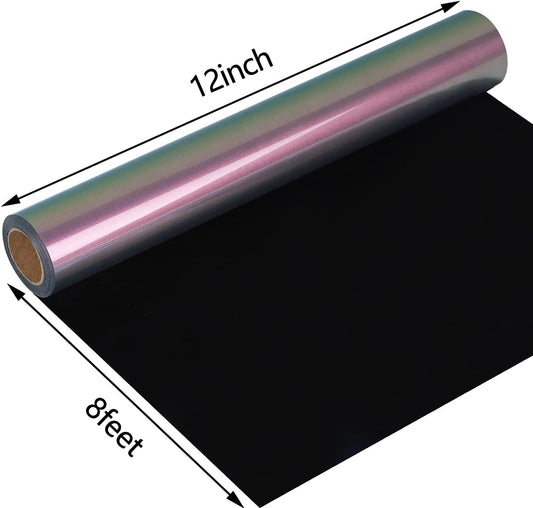 Guangyintong Chameleon HTV Rolls, 12" x 8ft Purple to Green Iron on Vinyl for T-Shirts, Changing Color Heat Transfer Vinyl for All Cutter Machines, Easy to Cut & Weed for DIY Design