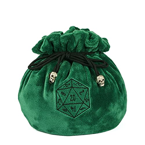 Large Dice Bags D&D with Pockets Green Storage Bag for DND RPG Game (4.58 Ounce)