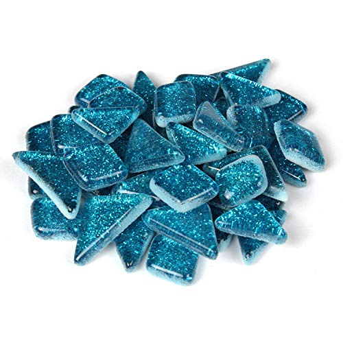 Mermaid Blue Glitter Mosaic Tile Pieces