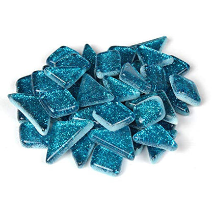 Mermaid Blue Glitter Mosaic Tile Pieces