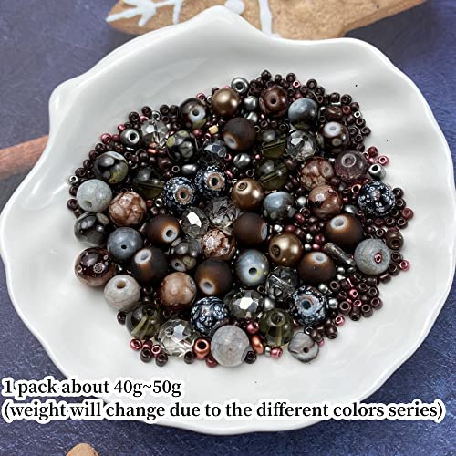 Assorted Glass Resin Beads Multi Size Colors Smooth Cracked Gravel Millet Spacer Beads for Bracelets Necklace Earring DIY Jewelry Making Craft