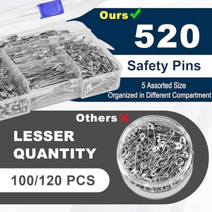 520 Pack Safety Pins (520 Count)