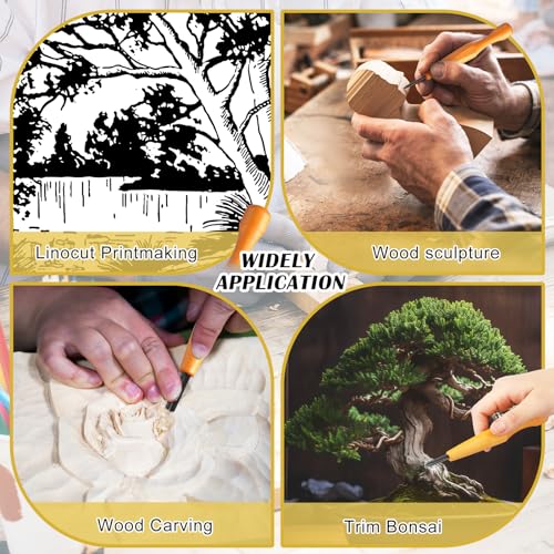 5 Pcs Linoleum Carving Tool Set Wood Handle Linocut (5 Count)