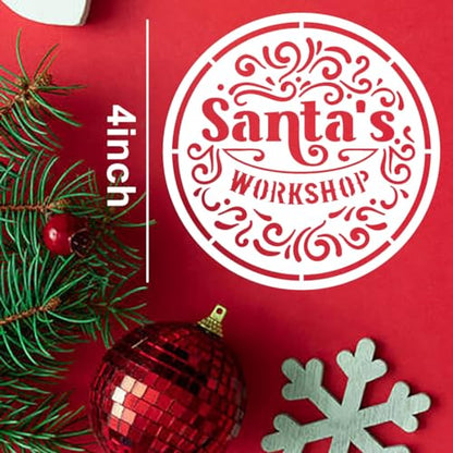 Small Christmas Stencils for Crafts Reusable 4" Vintage Christmas Stencil (25 Count)