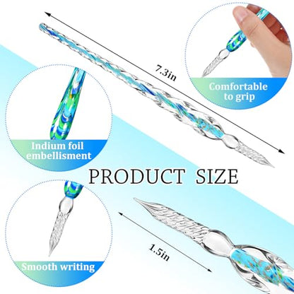 14 Pcs Glass Dip Pen Ink Set for Art Supplies (6 Count)
