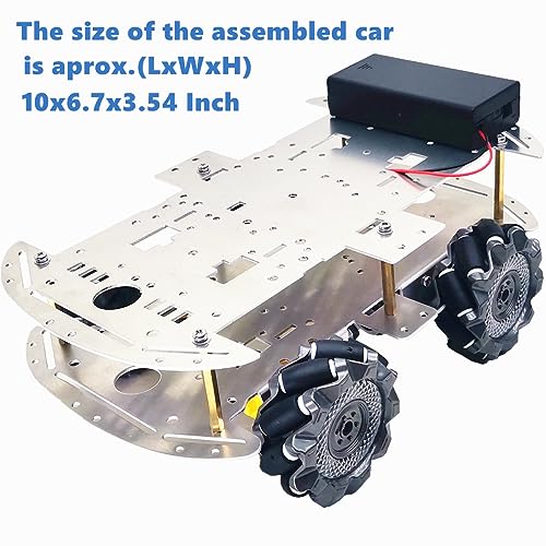 DIY Mecanum Wheel Car Kit with Metal Chassis and TT Motor Smart Robot 4WD Omnidirectional Car Programming Kit with Speed Encoder for Arduino