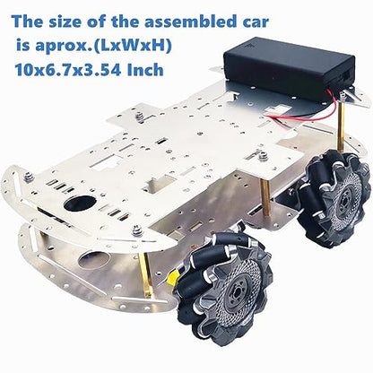 DIY Mecanum Wheel Car Kit with Metal Chassis and TT Motor Smart Robot 4WD Omnidirectional Car Programming Kit with Speed Encoder for Arduino