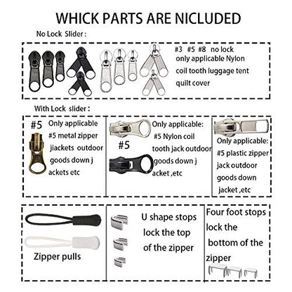 252Pcs Zipper Repair Kit Replacement Pulls Bags Jackets Luggage (252 Count)