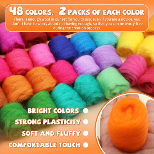96 Pcs Needle Felting Wool (96 Count (3g each))