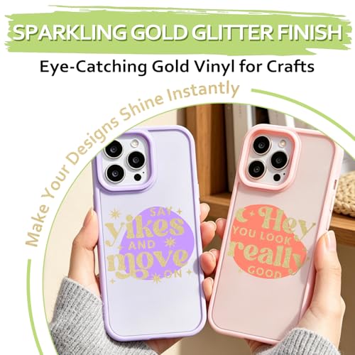 Gold Glitter Permanent Vinyl 12" x 5ft Roll