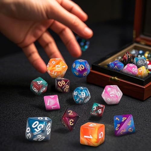 42 Pcs (6 X 7) Polyhedral Dice - 6 Sets DND Dice + 6 Drawstring Bags (42 Count)