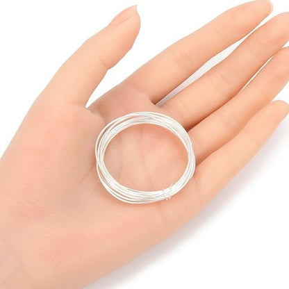 Adabele 5 Feet Authentic Sterling Silver Jewelry Wire Dead Soft Round Beading Wire (0.7mm/21 Gauge) Hypoallergenic Nickel Free for DIY Craft Jewelry Making SS281-0.7