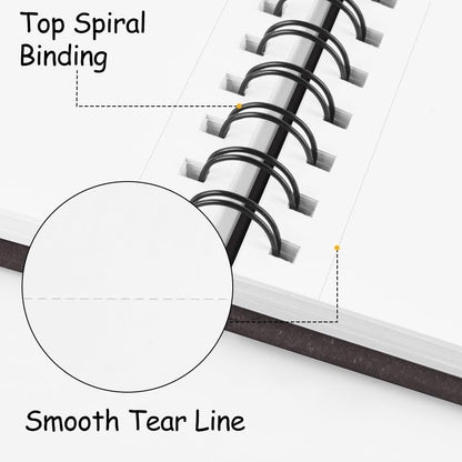8.3x5.8 Sketch Book, Top Spiral Bound Sketch Pad, 60sheets 92lb/150gsm Bright White Paper, Acid-Free Mixed Media Paper for Painting, Dawing & Art Supplies. B-DarkCoffee - Crafty Corner