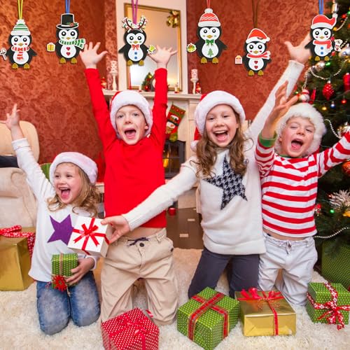 12 Pack Penguin Crafts for Kids Make You Own Penguin Foam Christmas Ornaments DIY Arts and Crafts for Kids Girls Boys Chirstmas Party Supplies Winter Xmas Tree Decoration (12 Count)